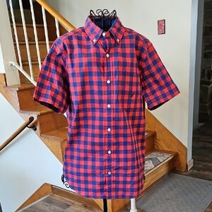 👔Nautica Red and Blue Plaid Casual Shirt